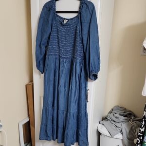 Terra & Sky Denim Blue Dress, EUC
